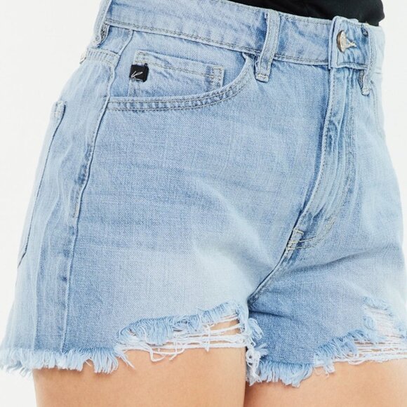 Hazel Blues® |  Kancan Raw Hem Distressed High Waist Denim Shorts - Picture 6 of 7